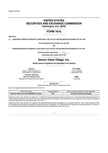 Vorschaubild Savers Value Village 10-Q Quartalsbericht 2024 