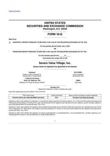 Thumbnail Savers Value Village 10-Q Quarterly Report FY2026 