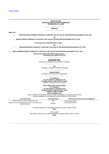 Vorschaubild Gogoro 20-F Jahresbericht 2025