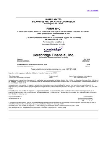 Thumbnail Corebridge Financial 10-Q Quarterly Report FY2022 