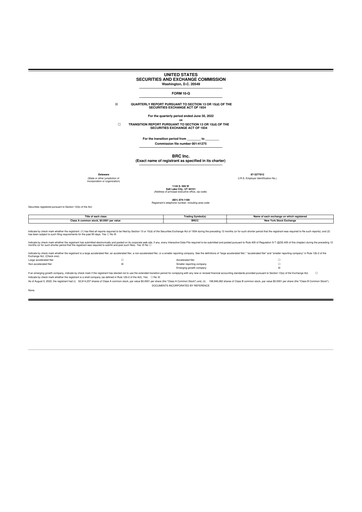 Thumbnail Black Rifle Coffee Company (BRCC) 10-Q Quarterly Report FY2022 