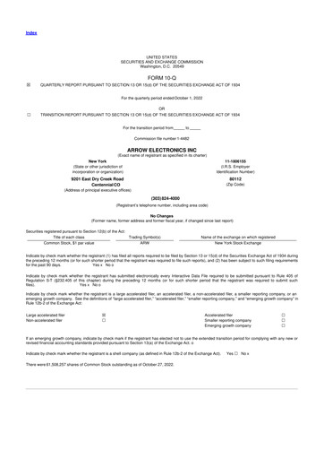 Thumbnail Arrow Electronics
 10-Q Quarterly Report FY2022 