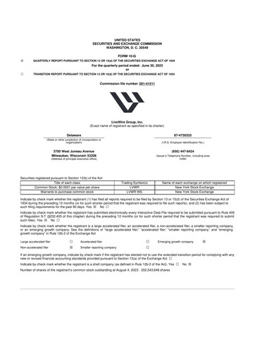 Miniature LiveWire Group 10-Q Rapport trimestriel 2023 