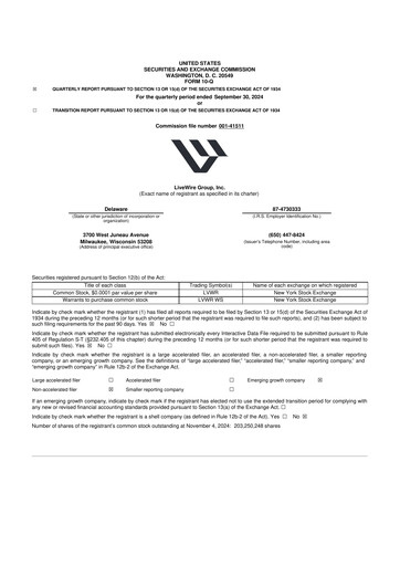Miniature LiveWire Group 10-Q Rapport trimestriel 2024 