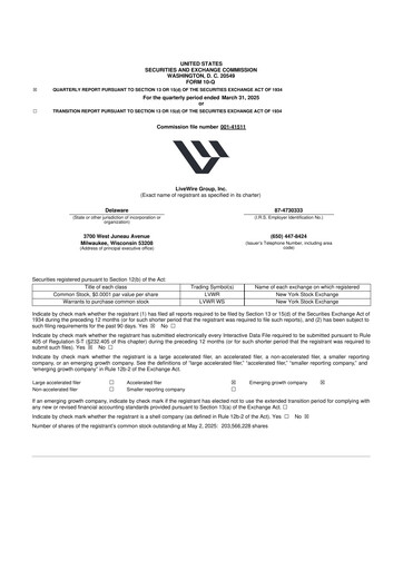Miniature LiveWire Group 10-Q Rapport trimestriel 2025 
