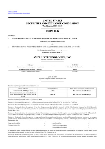 Thumbnail Amprius Technologies 10-K Annual Report 2022
