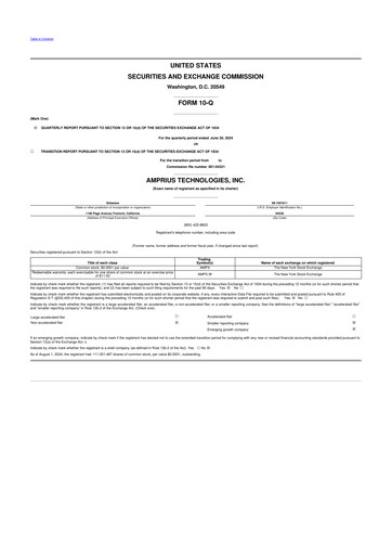 Miniature Amprius Technologies 10-Q Rapport trimestriel 2024 