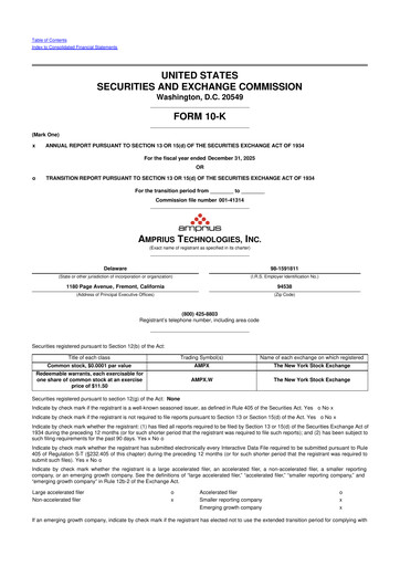 Thumbnail Amprius Technologies 10-K Annual Report 2025