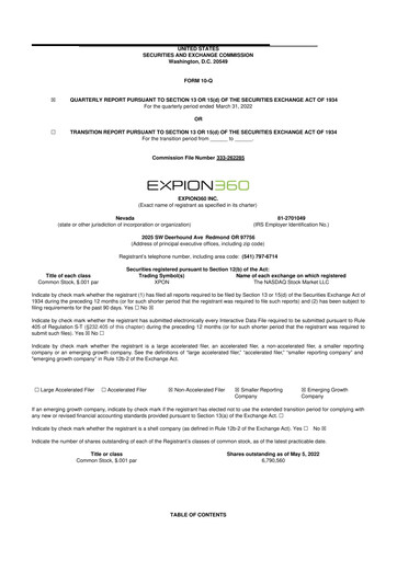 Vorschaubild Expion360 10-Q Quartalsbericht 2022 