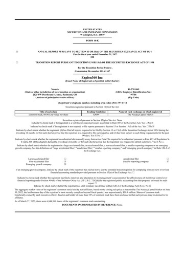 Thumbnail Expion360 10-K Annual Report 2022