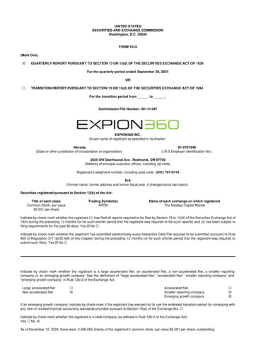 Vorschaubild Expion360 10-Q Quartalsbericht 2024 