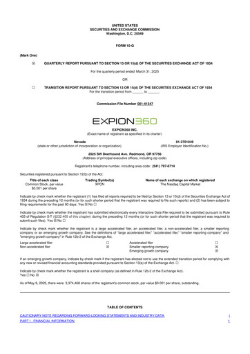 Vorschaubild Expion360 10-Q Quartalsbericht 2025 