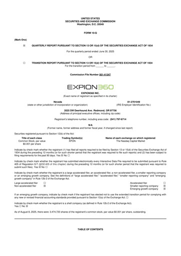 Vorschaubild Expion360 10-Q Quartalsbericht 2025 