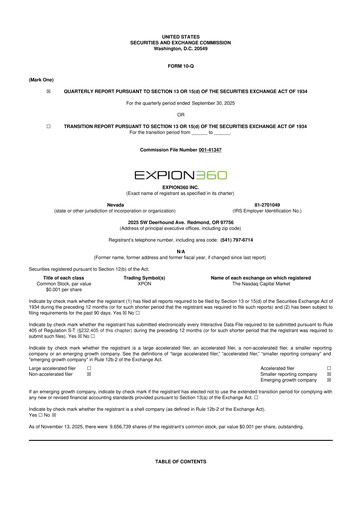 Vorschaubild Expion360 10-Q Quartalsbericht 2025 