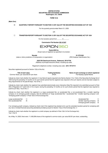 Thumbnail Expion360 10-Q Quarterly Report FY 
