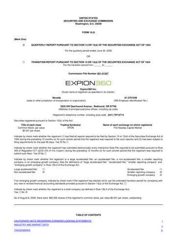 Vorschaubild Expion360 10-Q Quartalsbericht 2026 