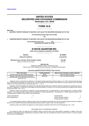 Vorschaubild D-Wave Quantum 10-Q Quartalsbericht 2022 