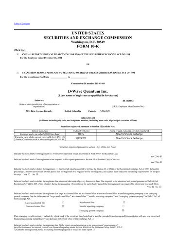 Vorschaubild D-Wave Quantum 10-K Jahresbericht 2022