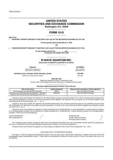 Vorschaubild D-Wave Quantum 10-Q Quartalsbericht 2023 