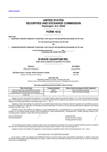 Vorschaubild D-Wave Quantum 10-Q Quartalsbericht 2023 