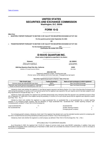 Vorschaubild D-Wave Quantum 10-Q Quartalsbericht 2023 