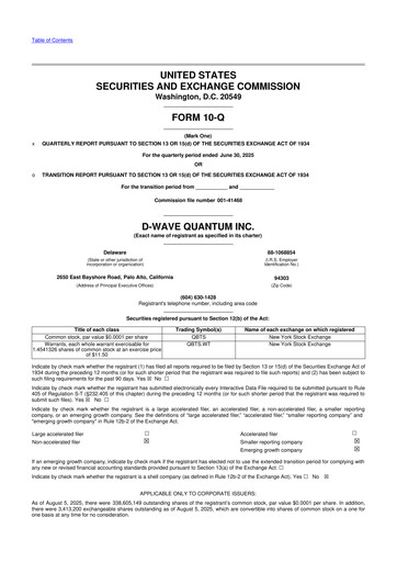 Vorschaubild D-Wave Quantum 10-Q Quartalsbericht 2025 