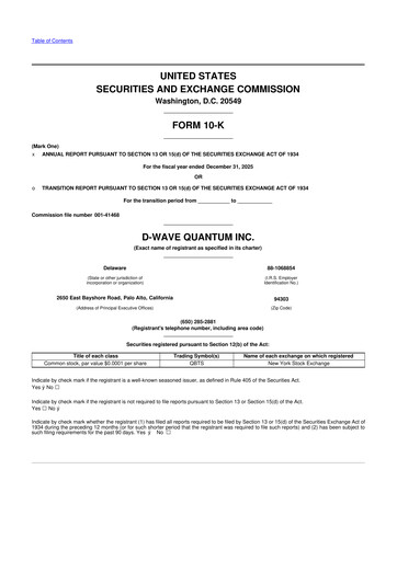 Vorschaubild D-Wave Quantum 10-K Jahresbericht 2025
