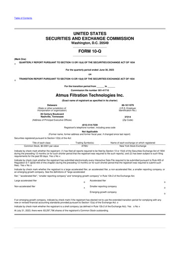 Thumbnail Atmus Filtration Technologies 10-Q Quarterly Report FY2023 