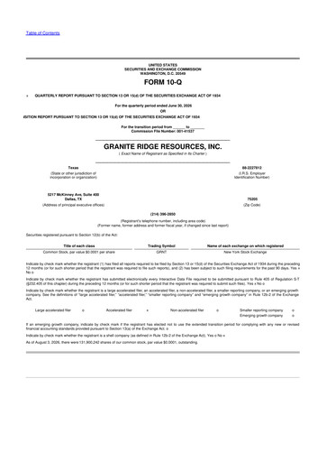 Vorschaubild Granite Ridge Resources 10-Q Quartalsbericht 2026 
