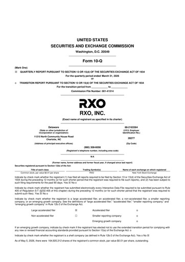 Thumbnail RXO 10-Q Quarterly Report FY2026 