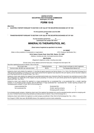 Miniature Mineralys Therapeutics 10-Q Rapport trimestriel 2026 