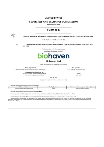 Thumbnail Biohaven 10-K Annual Report 2023