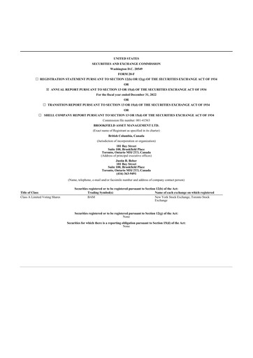 Thumbnail Brookfield Asset Management 20-F Annual Report 2022