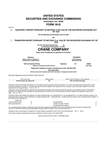 Vorschaubild Crane Company 10-Q Quartalsbericht 2026 