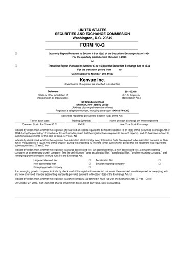 Thumbnail Kenvue 10-Q Quarterly Report FY2023 