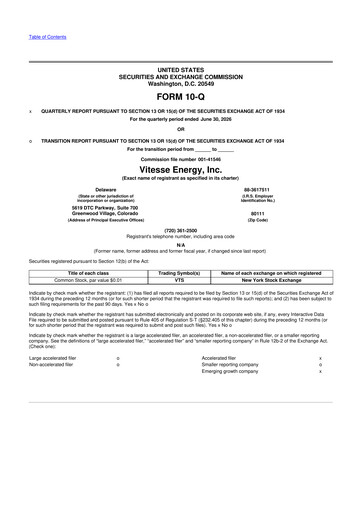 Thumbnail Vitesse Energy 10-Q Quarterly Report FY2026 