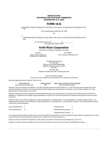 Miniature Knife River Corporation 10-Q Rapport trimestriel 2023 