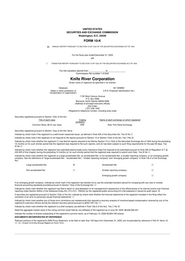 Miniature Knife River Corporation 10-K Rapport annuel 2025