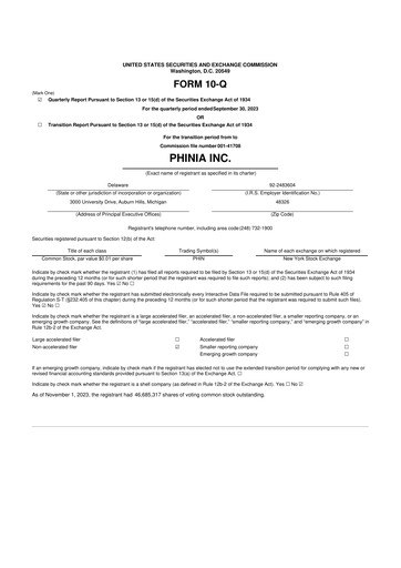 Thumbnail PHINIA 10-Q Quarterly Report FY2023 