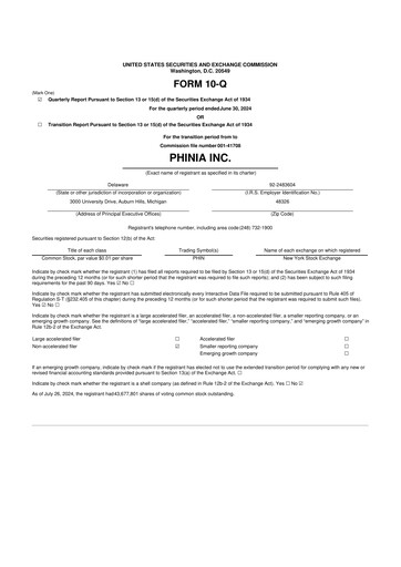 Thumbnail PHINIA 10-Q Quarterly Report FY2024 