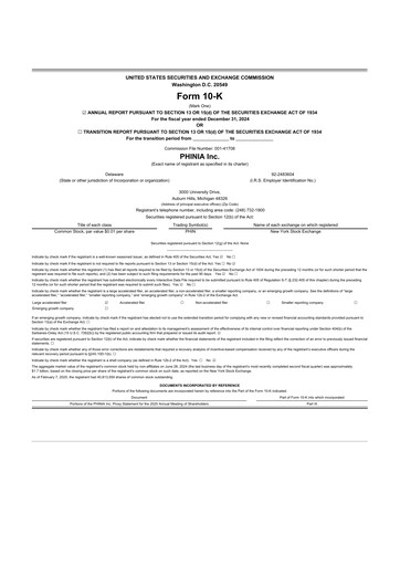 Miniature PHINIA 10-K Rapport annuel 2024