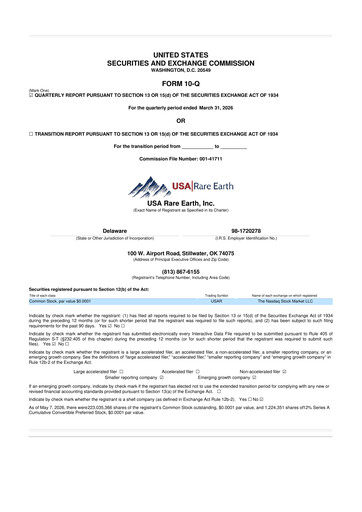 Thumbnail USA Rare Earth 10-Q Quarterly Report FY2026 
