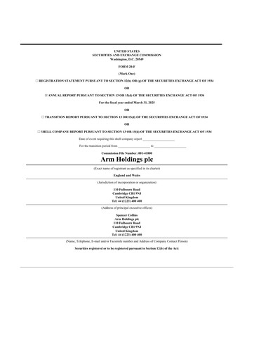 Thumbnail Arm Holdings 20-F Annual Report 2025