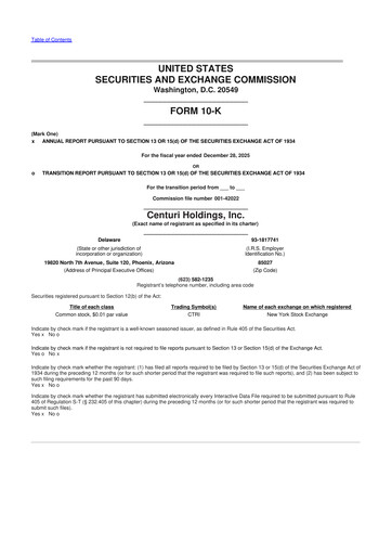 Miniature Centuri Holdings 10-K Rapport annuel 2025
