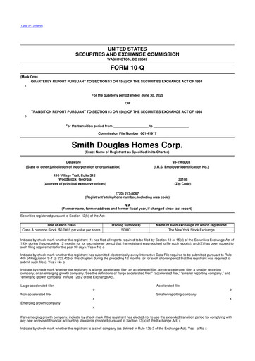 Thumbnail Smith Douglas Homes 10-Q Quarterly Report FY2025 