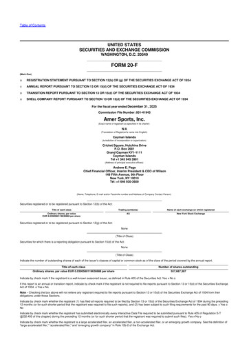 Thumbnail Amer Sports 20-F Annual Report 2025