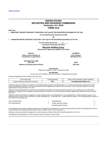 Thumbnail Waystar 10-Q Quarterly Report FY2026 