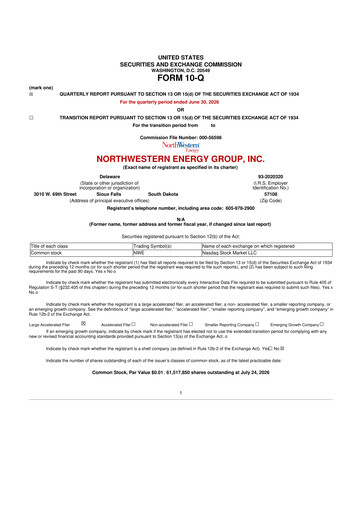 Thumbnail NorthWestern Energy
 10-Q Quarterly Report FY2026 