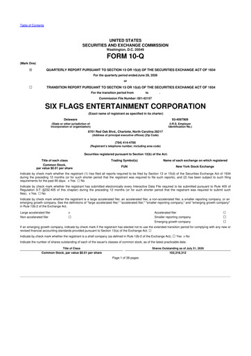 Miniature Six Flags 10-Q Rapport trimestriel 2026 
