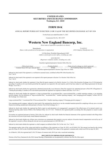 Thumbnail Western New England Bancorp 10-K Annual Report 2023